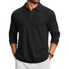 COOFANDY Men’s Knit Polo Shirt Long Sleeve Polo Sweaters Casual Golf Shirts(A_black)