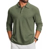 COOFANDY Men’s Knit Polo Shirt Long Sleeve Polo Sweaters Casual Golf Shirts(Army Green)