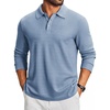 COOFANDY Men’s Knit Polo Shirt Long Sleeve Polo Sweaters Casual Golf Shirts(Dusty Blue)