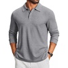 COOFANDY Men’s Knit Polo Shirt Long Sleeve Polo Sweaters Casual Golf Shirts(Grey)