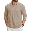COOFANDY Men’s Knit Polo Shirt Long Sleeve Polo Sweaters Casual Golf Shirts(Khaki)