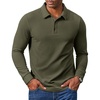 COOFANDY Men’s Long Sleeve Polo Shirts Casual Corduroy Polo Tee(Army Green)