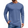 COOFANDY Men’s Long Sleeve T-Shirt Cotton Blend T Shirts Casual Crew Neck Basic Tee Soft Classic Regular Fit Tshirts(Navy)