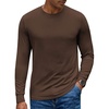 COOFANDY Men’s Long Sleeve Tee Shirts Crew Neck T-Shirt Casual Pullover Basic Tees Soft Stretch Tshirts(Brown)