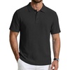 COOFANDY Mens Polo Shirts Short Sleeve Casual Knit Textured Summer Shirt(01-black)