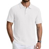 COOFANDY Mens Polo Shirts Short Sleeve Casual Knit Textured Summer Shirt(White)