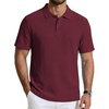 COOFANDY Mens Polo Shirts Short Sleeve Casual Knit Textured Summer Shirt(Wine Red)