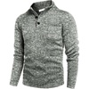 COOFANDY Men’s Quarter Button Pullover Sweater Mock Neck Thermal Fleece(Forest Green and White)