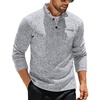 COOFANDY Men’s Quarter Button Pullover Sweater Mock Neck Thermal Fleece(Grey)