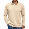 COOFANDY Mens Quarter Zip Pullover Sweater Mock Neck Sweatshirt Casual Polo(Light Khaki)