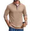 COOFANDY Mens T-Shirts Quarter Pullover Lightweight Sweatshirt Casual Shirt(Khaki)