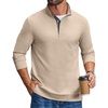 COOFANDY Mens T-Shirts Quarter Pullover Lightweight Sweatshirt Casual Shirt(Light Khaki)