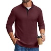COOFANDY Mens T-Shirts Quarter Pullover Lightweight Sweatshirt Casual Shirt(Wine Red)