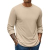 COOFANDY Mens Waffle Thermal Long Sleeve Shirts Casual Crew Neck T Shirt(Beige)