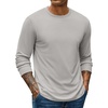 COOFANDY Mens Waffle Thermal Long Sleeve Shirts Casual Crew Neck T Shirt(Light Grey)