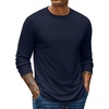 COOFANDY Mens Waffle Thermal Long Sleeve Shirts Casual Crew Neck T Shirt(Navy Blue)