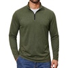 COOFANDY Quarter Zip Pullover Men Lightweight Mock Neck Sweatshirt Cotton Long Sleeve Casual Sweater(Army Green)