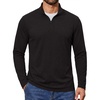 COOFANDY Quarter Zip Pullover Men Lightweight Mock Neck Sweatshirt Cotton Long Sleeve Casual Sweater(Black)