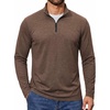 COOFANDY Quarter Zip Pullover Men Lightweight Mock Neck Sweatshirt Cotton Long Sleeve Casual Sweater(Brown)