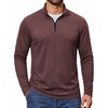 COOFANDY Quarter Zip Pullover Men Lightweight Mock Neck Sweatshirt Cotton Long Sleeve Casual Sweater(Jujube Red)