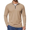 COOFANDY Quarter Zip Pullover Men Lightweight Mock Neck Sweatshirt Cotton Long Sleeve Casual Sweater(Khaki)