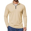 COOFANDY Quarter Zip Pullover Men Lightweight Mock Neck Sweatshirt Cotton Long Sleeve Casual Sweater(Light Coffee)