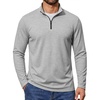 COOFANDY Quarter Zip Pullover Men Lightweight Mock Neck Sweatshirt Cotton Long Sleeve Casual Sweater(Light Heather Gray)