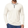 COOFANDY Quarter Zip Pullover Men Lightweight Mock Neck Sweatshirt Cotton Long Sleeve Casual Sweater(Off-white)