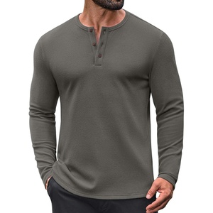COOFANDY Mens Henley Shirts Long Sleeve Casual Pullover Button T-Shirt(Dark Grey)