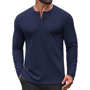 COOFANDY Mens Henley Shirts Long Sleeve Casual Pullover Button T-Shirt(Navy Blue)