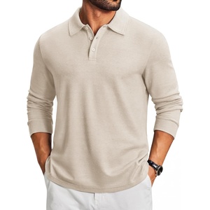 COOFANDY Men’s Knit Polo Shirt Long Sleeve Polo Sweaters Casual Golf Shirts(Beige)
