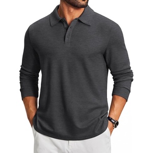 COOFANDY Men’s Knit Polo Shirt Long Sleeve Polo Sweaters Casual Golf Shirts(Dark Grey)