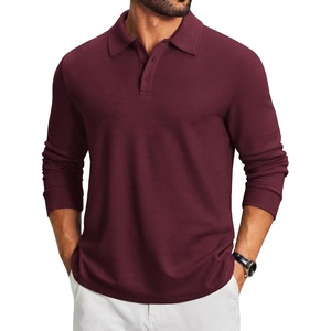 COOFANDY Men’s Knit Polo Shirt Long Sleeve Polo Sweaters Casual Golf Shirts(Dark Red)
