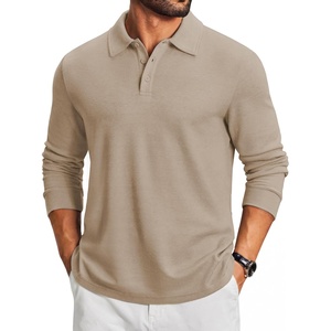 COOFANDY Men’s Knit Polo Shirt Long Sleeve Polo Sweaters Casual Golf Shirts(Khaki)