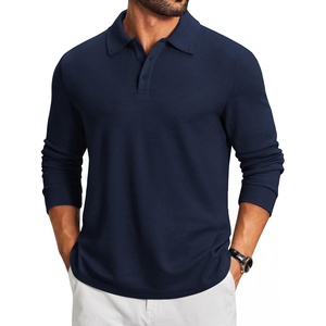 COOFANDY Men’s Knit Polo Shirt Long Sleeve Polo Sweaters Casual Golf Shirts(Navy Blue)