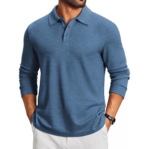 COOFANDY Men’s Knit Polo Shirt Long Sleeve Polo Sweaters Casual Golf Shirts(Sea Blue)