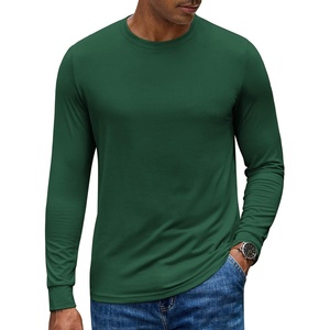 COOFANDY Men’s Long Sleeve Tee Shirts Crew Neck T-Shirt Casual Pullover Basic Tees Soft Stretch Tshirts(Green)