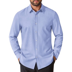 COOFANDY Mens Oxford Shirt Cotton Long Sleeve Regular-Fit Dress Shirt Wrinkle Free Casual Button Down Shirts(Clear Blue)