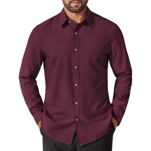 COOFANDY Mens Oxford Shirt Cotton Long Sleeve Regular-Fit Dress Shirt Wrinkle Free Casual Button Down Shirts(Jujube Red)