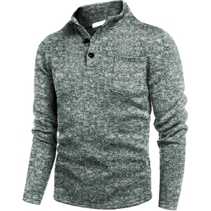 COOFANDY Men’s Quarter Button Pullover Sweater Mock Neck Thermal Fleece(Forest Green)