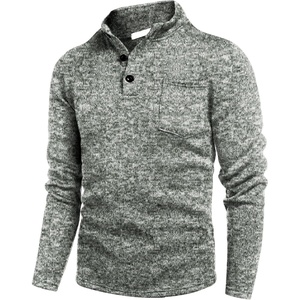 COOFANDY Men’s Quarter Button Pullover Sweater Mock Neck Thermal Fleece(Forest Green and White)