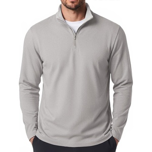 COOFANDY Mens Quarter Zip Pullover Golf Shirts Casual Mock Neck Sweatshirt(Light Grey)