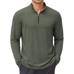 COOFANDY Mens Quarter Zip Pullover Long Sleeve Golf Pullover Lightweight(Dark Green)