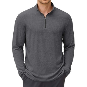 COOFANDY Mens Quarter Zip Pullover Long Sleeve Golf Pullover Lightweight(Dark Grey)