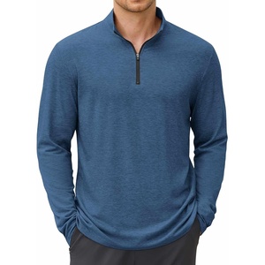 COOFANDY Mens Quarter Zip Pullover Long Sleeve Golf Pullover Lightweight(Navy Blue)