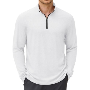 COOFANDY Mens Quarter Zip Pullover Long Sleeve Golf Pullover Lightweight(White)