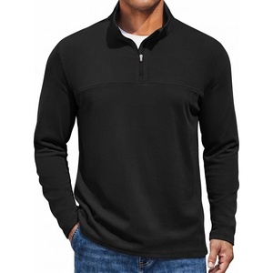 COOFANDY Mens Quarter Zip Pullover Sweater Mock Neck Sweatshirt Casual Polo(A-black)