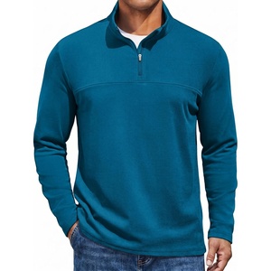 COOFANDY Mens Quarter Zip Pullover Sweater Mock Neck Sweatshirt Casual Polo(Dark Blue)