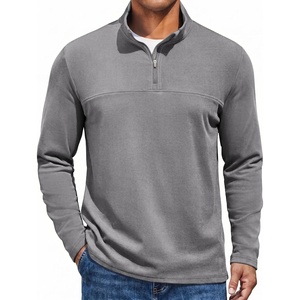 COOFANDY Mens Quarter Zip Pullover Sweater Mock Neck Sweatshirt Casual Polo(Light Grey)