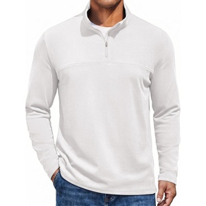 COOFANDY Mens Quarter Zip Pullover Sweater Mock Neck Sweatshirt Casual Polo(White)